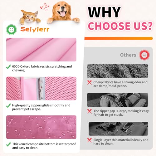 Seiyierr Dog Playpen, Portable Pet Play Pen Foldable Carrying Case, Puppy Pens Outsid for Small Cat Indoor/Outdoor, Removable Mesh Shade Cover - color: Pink, size: Small
