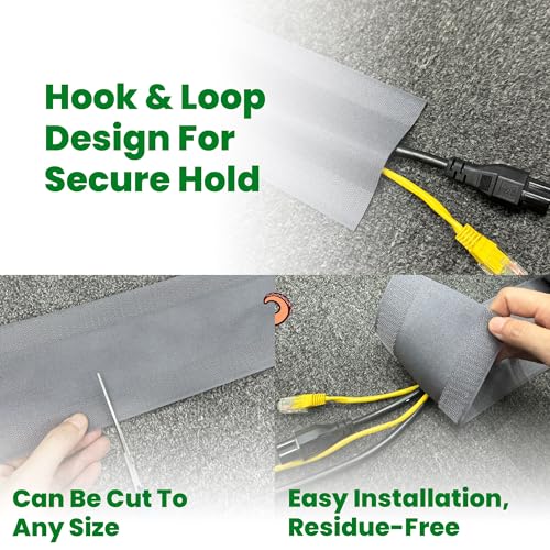 ECOHomes Carpet Cord Cover (Grey, 4 Inch x 10 FT, 6 Pack) | Cord Covers for Carpet to Hide Floor Cables and Electric Wires, Low Profile Cord Hider for Extension Cords and Cable Management - color: Grey, size: 4 Inch X 10 Ft [6 Pcs Pack]