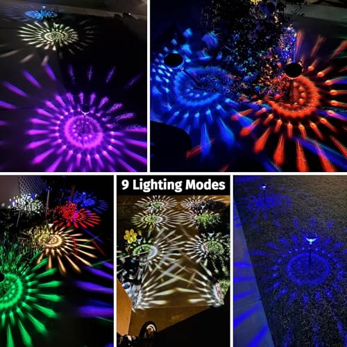 JNOEC 12Pack Solar Pathway Lights Outdoor, Color Changing+8 Fixed Color (Warm White, Cool White, Colored) Solar Lights Outdoor, Bright Solar Powered Garden Light - size: 12Packs