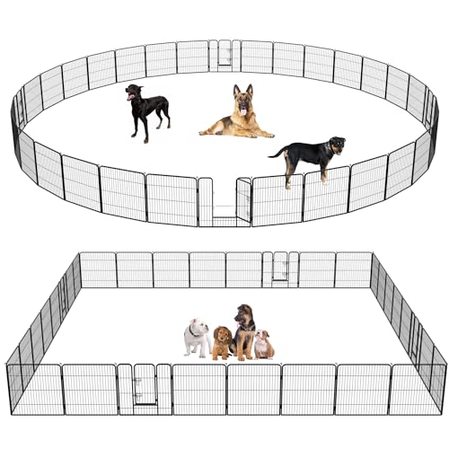FDW Dog Playpen Dog Pen Dog Kennel 32 Panels 32 Inch Height Indoor Outdoor Folding Metal Portable Puppy Exercise Pen Heavy Duty Dog Fence for Yard Camping,Black - style: 32 Panels