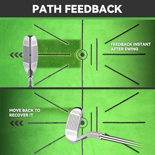 COSPORTIC Golf Hitting Mat, Golf Training Mat for Swing Path Feedback Detection Batting,Extra Replaceable Golf Practice Mat, Golf Gifts for Men Women for Home Indoor Outdoor - color: Rough-Fairway-Tracks mat