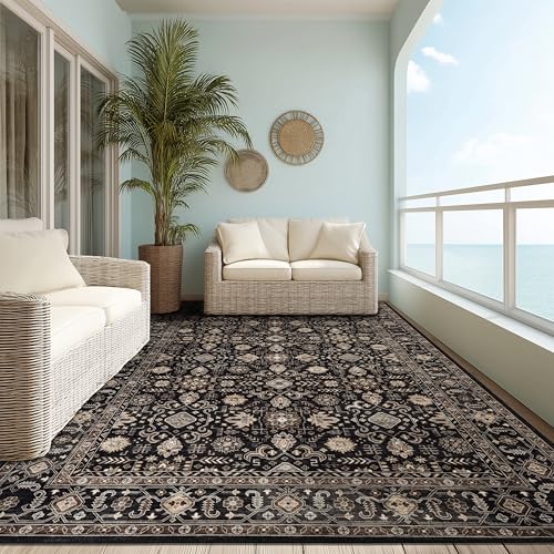 Ruaruarug Area Rug Non Slip Machine Washable Ultra Soft Living Room/Bedroom/Kitchen/Outdoor/Classroom Black Gold, 10'×14' - color: Black Gold, size: 10' x 14' (Rectangular)