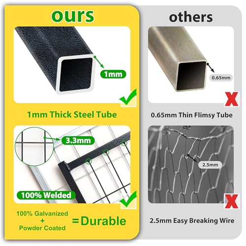 Large Outside Dog Kennel, Outdoor Dog Run Enclosure 8'x4'x6'（Including the roof） Dog Pen House with Roof Cover Heavy Duty Welded Wire Steel Dog Playpen Animal Fence with Feeding Door