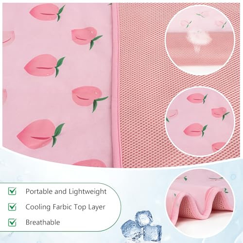 DELIFUR Cat Cooling Mat- Pet Cooling Mat Outdoor for Dogs Self Cooling Pad for Kitten Cat Puppy Machine Washable (Small, Pink Peach) - color: Pink Peach, size: S: 19.5" x 15.5"