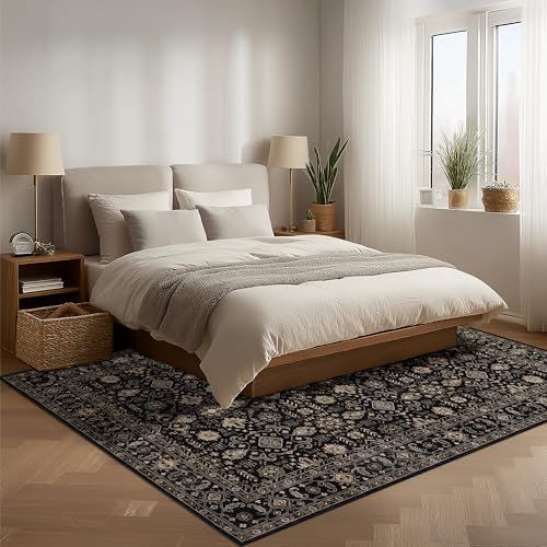 Ruaruarug Area Rug Non Slip Machine Washable Ultra Soft Living Room/Bedroom/Kitchen/Outdoor/Classroom Black Gold, 6'×9' - color: Black Gold, size: 6' x 9' (Rectangular)