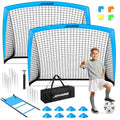 Pro-Grade Kids Backyard Soccer Goal, Tear-Resistant 5-Layer Polyester Soccer Net & 10mm Poles for Maximum Durability, 4x3ft/6x4ft/7x5ft, Pop Up Portable Soccer Training Equipment Set with Size 4 Ball - size: 6 ft x 4ft, style: Blue
