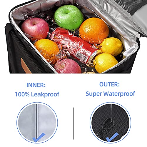 iknoe Insulated Lunch Bag, Foldable 14L Cooler Bag for Men & Women, Leakproof Thermal Design, Great for Office, Picnic, Travel, Lunch Box, Black New - color: Black, size: Large