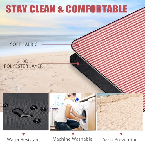 G GOOD GAIN Picnic Outdoor Blankets Waterproof Large - Beach Mat Sand Free Foldable with Carry Strap | Portable Camping Blanket | Park Blanket for Grass Park, Hiking, Travel, Concerts, Indoor (Red) - color: Red