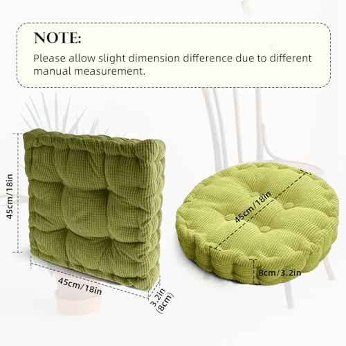 Large Square and Round Floor Pillows for Adults 2 Pack Meditation Floor Pillow Dark Grey Corduroy Floor Seat Pillows Cushion for Living Room Balcony Tatami Yoga,18x18 Inch - color: Dark Grey
