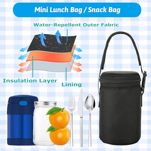 Cosmos Mini Food Jar Carry Pouch - Mini Lunch Bag Snack Bag Compatible with Thermos 10 Oz Insulated Jar, Fits also for Mason Jar 16 Oz Glass Container for Office Commute, Picnic, Camping, Parenting
