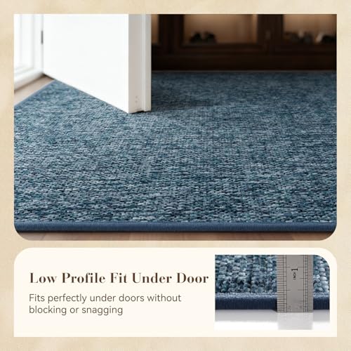 MontVoo Door Mat Indoor Entrance Doormat, Absorbent Durable Rubber Non Slip Front Door Mat for Inside Entry Entryway Dirt Trapper Welcome Mat, Navy Blue 17''x30'' - color: Navy Blue, size: 17''x30''