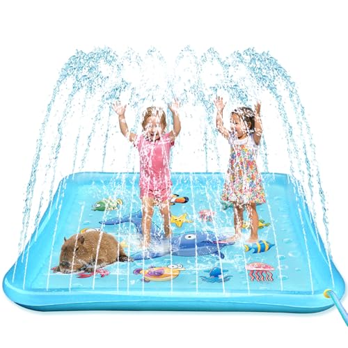 Growsland Splash Pad for Toddlers, Outdoor Sprinkler for Kids, 67" Summer Water Toys Inflatable Wading Baby Pool Fun Gifts for 3 4 5 6 7 8 9 Years Old Boy Girl Backyard Garden Lawn Outdoor Games - style: 67''Square