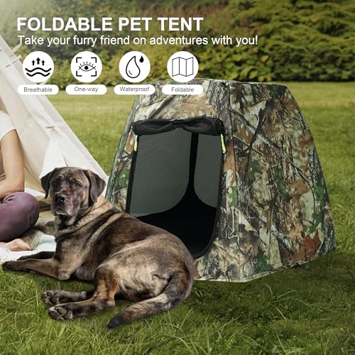 Dog Tent for Medium & Large Dogs, Pop Up Dog Enclosure, Waterproof Pet Tent with Zipper & Ground Spike, Portable Pet Playpen for Camping Beach, Puppy Tent Outdoor/Indoor 37.4x37.4x24.4 inch (Size L) - size: L 37.4x37.4x24.4 inch