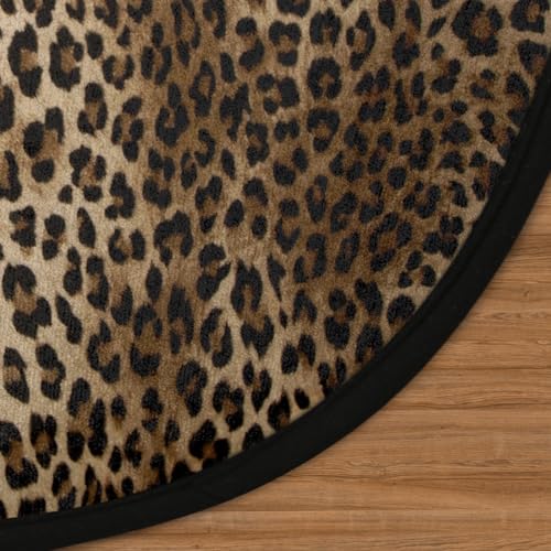 Animal Print Round Area Rug, Leopard Print Non-Slip Circle Rug for Bedroom Living Room Outdoor Study Playing Floor Mat Carpet, 5.2' Diameter - color: Leopard Print, size: 5.2' Diameter