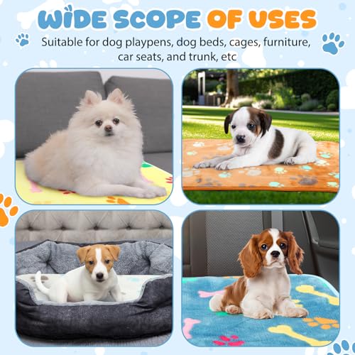 Tegeme 6 Pcs Waterproof Dog Blanket 24 x 16 Inch Paw Print Pet Blanket for Dogs Cats Puppy Washable Soft Fluffy Fleece Rug Flannel Throw Warm Sleep Mat for Kitten Doggy - size: 24 x 16 Inch