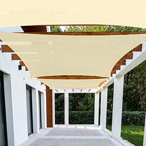 Patio Paradise 8' x 8' Sun Shade Sail Rectangle Canopy Patio Cover Sunlight Block Awning Heavy Duty Commercial Grade for Backyard Lawn Garden Outdoor Activities, Beige