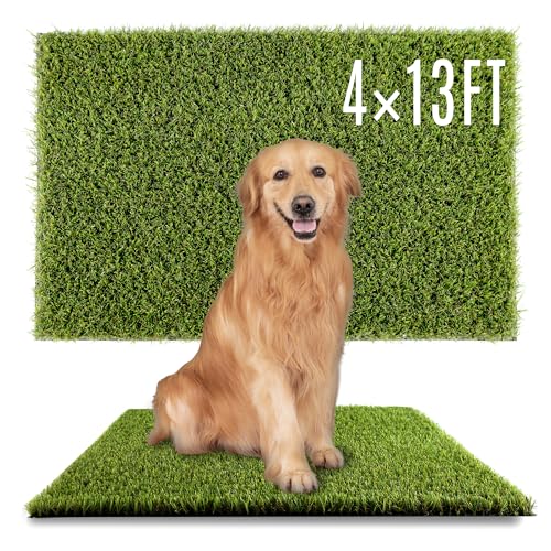 SUNTURF Dog Grass Pads 4 x 13 FT, 0.8 Inch High Pile Artificial Grass Pads for Dogs Potty, Fake Grass Rug Indoor Outdoor Lawn Landscape for Garden Turf Mat for Dogs Training - size: 4x13 FT