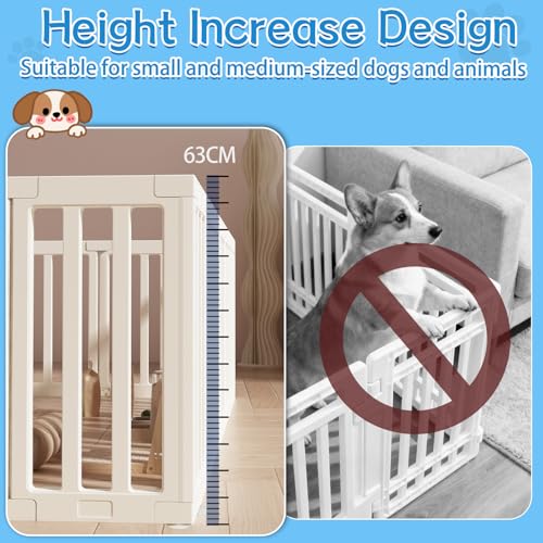 XPIY Dog Playpen – 25Inch Tall Plastic Puppy Fence Playpen with Door for Medium and Small Dogs, Safe Indoor & Outdoor XL Big Pet Puppy 12-Panel Play Pen - color: white, size: 44"*36.2"*25"