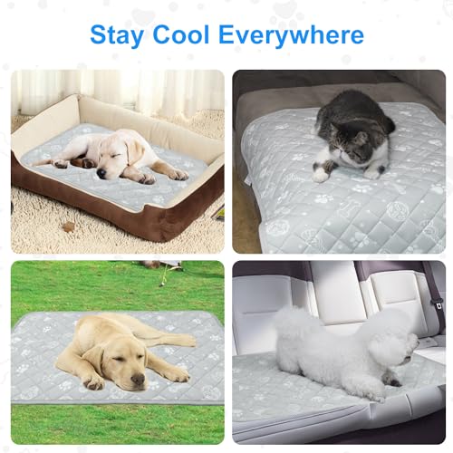 MH MYLUNE HOME Self Cooling Mat for Dog, 28”x39”Cool-Chill Cooling Fiber & Endothermic Color Changing Pet Cooling Pad, Foldable & Washable Non-Toxic Summer Pet Blanket - size: Large: 28"x39"