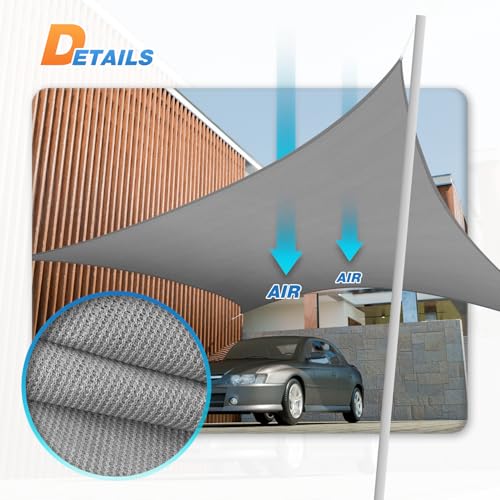 TANG 12' x 14' Sun Shade Sail Rectangle Outdoor Canopy UV Block Sunshades for Patio, Square Shade Cloth for Backyard Porch Deck Garden Pergola Cover, Gray