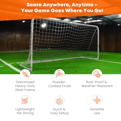Folding Soccer Goal (12'x6',10'x6',7'x5'), Portable, Light Weight, Steel Frame, Easy to Carry, Perfect for Solo/Team Practice Training, Three Sizes - size: 12' X 6'