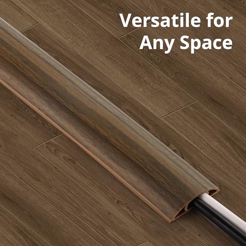 ZhiYo 3.6ft Cord Covers for Wires on Floor, Cord Hider Floor Hide Extension Cords, Soft PVC Cable Cover Cable Protector, Wire Cavity W0.62in H0.31in, Smoked Brown Wood - color: Smoked Brown Wood, size: 1.6'' W X 3.6' L
