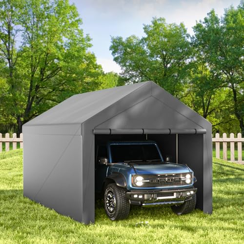 Carport 10x20ft Heavy Duty Canopy Storage Shed,Portable Garage Party Tent,Portable Garage with Removable Sidewalls & Doors All-Season Tarp for Car,Truck,Party SNC24# (N/BG) - color: N/BG