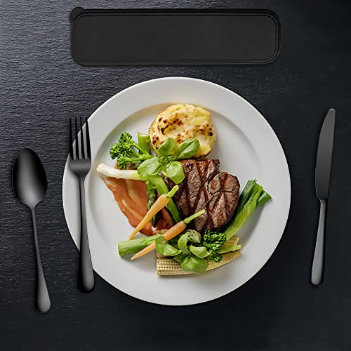 Portable Utensils Set with Case,Reusable Office Flatware Set,Healthy Travel Cutlery Set 4 PCs Stainless Steel Knife Fork Spoon Straw Cutlery Ideal for Travel, Lunch Box and Camping (Black-4 PCs) - color: Black - 4 PCs