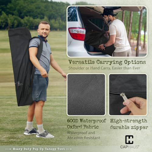 Fencer Wire 8x8ft Top Slant-Leg Pop Up Canopy Tent, Heavy-Duty Commercial Grade with 10x10 Base, Patented One-Push Central Locking, Portable & Instant Folding Shelter with Carry Bag, White - color: White, style: 8x8