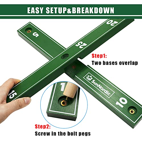 SunNordic Wooden Ring Toss Game Set, Backyard Beach Camping Game with Toss Rings & Portable Carrying Bag, Outdoor Lawn & Yard Games for Kids, Adults & Family - color: Pine Green