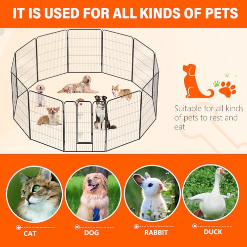 FDW Dog Playpen Kennel - 12 Panels, 40 Inch Height, Indoor/Outdoor Folding Metal Portable Puppy Exercise Pen, Heavy Duty Dog Fence for Yard, Camping - Black - style: 12 Panels