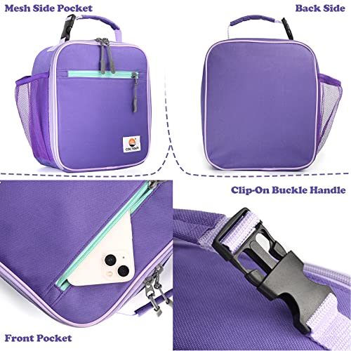 CaCTOUR Lunch Box Kids,Premium Insulated Lunch Bag for Girls Boys Teen Women,Soft Bag Mini Cooler Back to School Thermal Reusable Lunch Bag for Work School Picnic (Purple) - color: B-Purple
