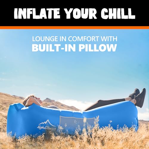 AlphaBeing Inflatable Lounger Beach Chair Accessories, Air Sofa Hammock Inflatable Couch for Camping Backyard Lakeside with Compression Sacks, Ideal Outdoor Gifts for Adults - color: Blue