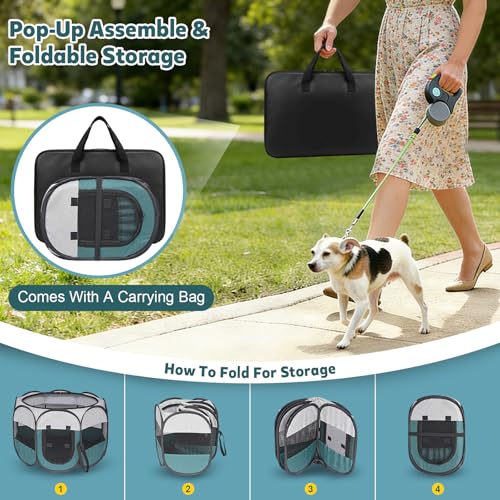 Portable Pet Playpen for Cat Dog - Foldable Large Pet Play Pen with Removable Zipper Top for Cat Small Dog Enclosed - Pop Up Puppy Kitten Kennel with Carrying Case for Indoor Outdoor Travel Camping - style: L [44.9" × 44.9" × 22.8"]