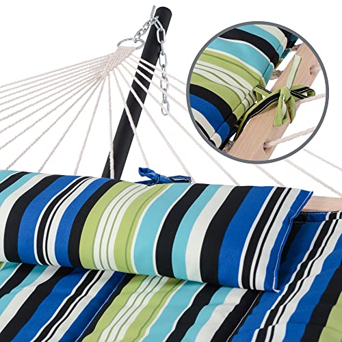 SUNCREAT Outdoor Double Hammock Pad, Soft Comfortable Polyester Pad, Green Stripes - color: Green Stripes