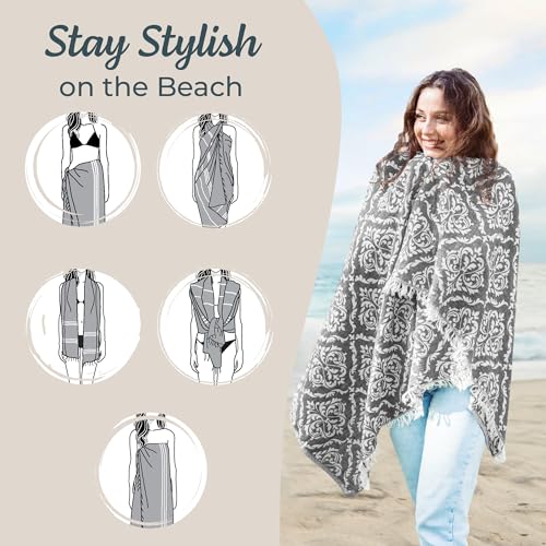 Premium Turkish Beach Towel – 35"x67" – 100% Cotton – Quick Dry Towel & Sand Free – Renaissance Black – Ideal for Travel & Pool - color: Renaissance Black