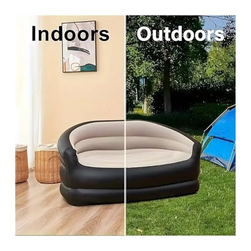 Outdoor Inflatable Sofa Outdoor Portable Inflatable Bed, Lounging Double Sofa, Folding Camping Recliner, Flocking Easy Inflate(Blue)