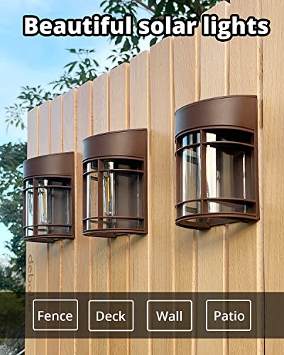 Solar Lights Outdoor, 12 Pack Solar Fence Lights, Waterproof Led Outdoor Solar Lights for Yard Patio Step Deck Stairs Garden Decor, Brown - color: Brown, size: 12 Pack