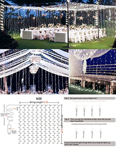 suddus White Curtain Lights for Bedroom Wall, 200 Led Twinkle Lights with Remote 8 Modes Timer, USB Plug-in String Lights for Wedding, Party, Backdrop, Birthday, Window Decorations, (6.5ft*6.5ft) - color: White, size: USB-200 LED