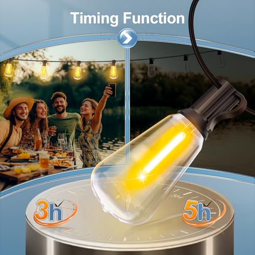Outdoor Lights String Patio Outside - 100ft 30M LED Waterproof Light - Hanging Lighting ST38 Shatterproof Edison Bulb Deck Backyard Gazebo Balcony Party Bistro Cafe Pergola Garden Yard Porch Dimmable - size: 100FT-Remote