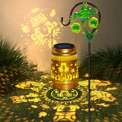 2 Packs Frog Solar Lanterns Outdoor Waterproof with Shepherd Hook,Christmas Decorations Birthday Gifts for Women Mom Grandma,Hanging Solar Lights,Cute Frog Decor for Yard,Patio,Lawn,Garden Accessories - style: 2 packs solar frog lanterns