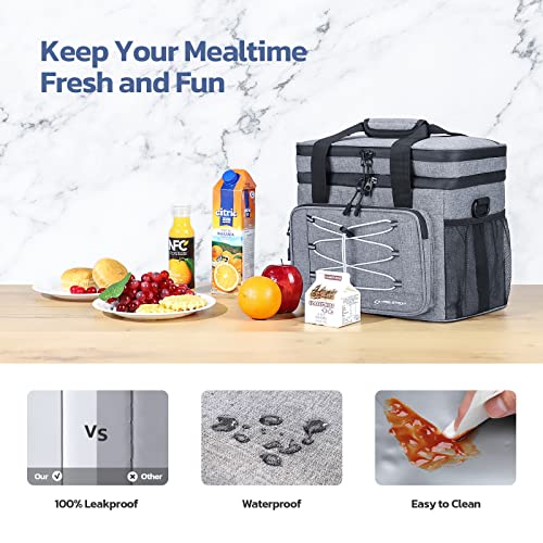 Maelstrom Portable Collapsible Soft Cooler Bag – 24/30/60 Cans Double-Deck Leakproof Ice Chest for Beach, Camping & Grocery - color: Grey, size: 30 Can