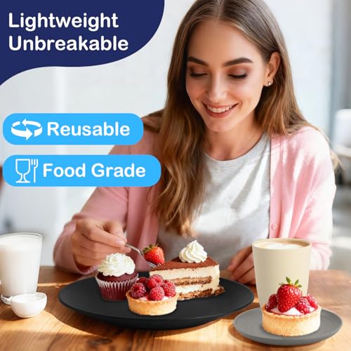 40 PCS Wheat Straw Dinnerware Set | Service for 8 Plastic Dishes Set Unbreakable Plates and Bowls Sets, Drinking Glasses, Dishwasher and Microwave Safe Dish Set for KItchen - Gray Stone - color: Gray Stone, size: 40 PCS