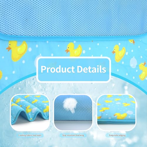 DELIFUR Cat Cooling Mat- Pet Ice Mat Outdoor for Dogs Self Cooling Pad for Kitten Cat Puppy Machine Washable (Medium, Blue Duck) - color: Blue Duck, size: M: 27.5" x 19.5"