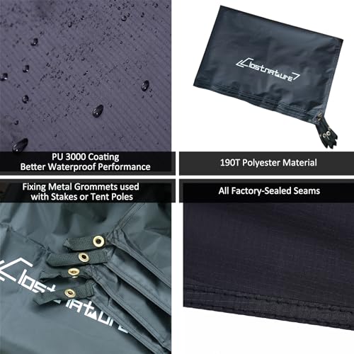Clostnature Tent Footprint - Waterproof Camping Tarp, Heavy Duty Tent Floor Saver, Ultralight Ground Sheet Mat for Hiking, Backpacking, Hammock, Beach - Storage Bag Included - color: Black, size: 87'' X 75''