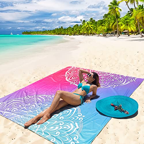 HIHOHO Beach Blanket Waterproof Sandproof Extra Large Beach Mat 79" X 83"/120"x108"for 1-8 Adults Quick Drying Durable Outdoor Picnic Mat for Beach Travel Camping Hiking - color: Beautiful Pattern, size: 79" X 83"（1~3 person）