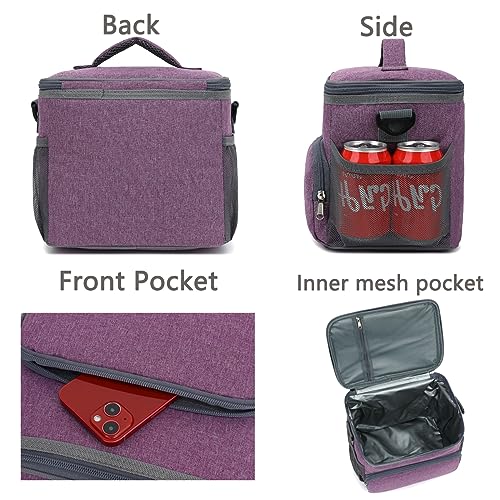 GYEUKHAM Unisex Insulated Lunch Bag, Purple, 10.2" x 7.5" x 9" - color: Purple