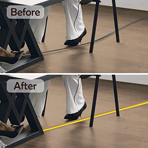 Rubber Bond Cord Cover Floor Cable Protector - Strong Self Adhesive Floor Cord Covers for Wires - Low Profile Extension Cord Covers for Floor & Wall - color: Brown Stripped - One Thick Cord, size: 4 Feet