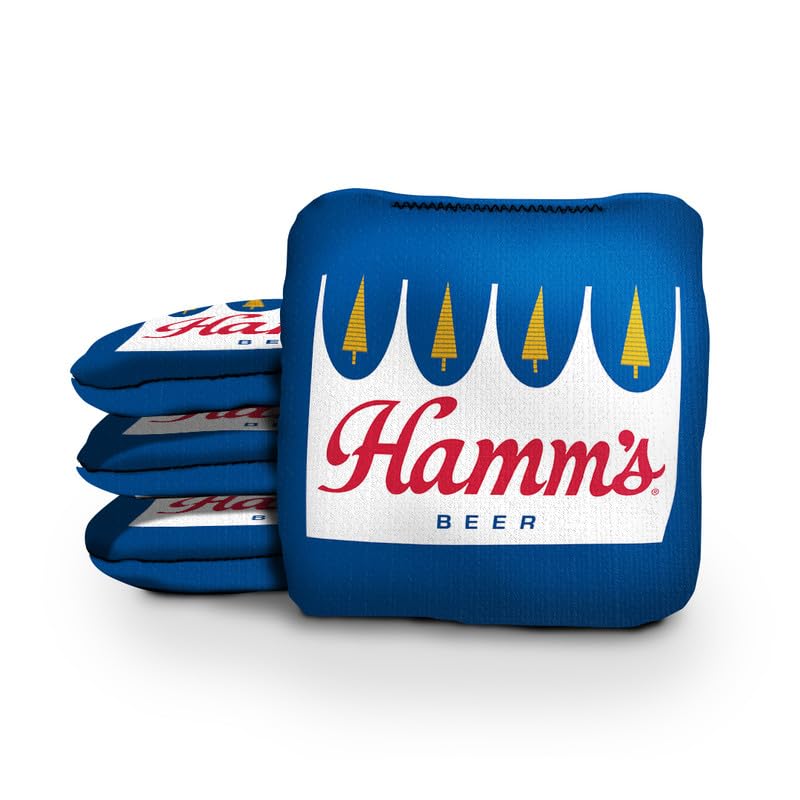 Slick Woody's Official Brand Beer + American Flag Cornhole Bags – Resin-Filled Tournament Performance with Dual Sided Professional Use Fabric- Set of 4 - color: Hamm's 2