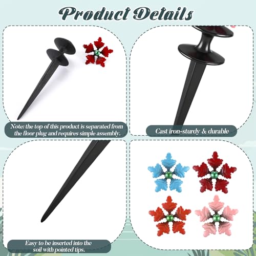 Zonon 4 Packs Hose Guide Spike Decorative Flower Cast Iron 11-inch Metal Heavy Duty Garden Hose Guide Stakes Heavy Duty Black Antique Tools for Garden Lawn Yard Farm Outside Plants Protection - style: Stylish